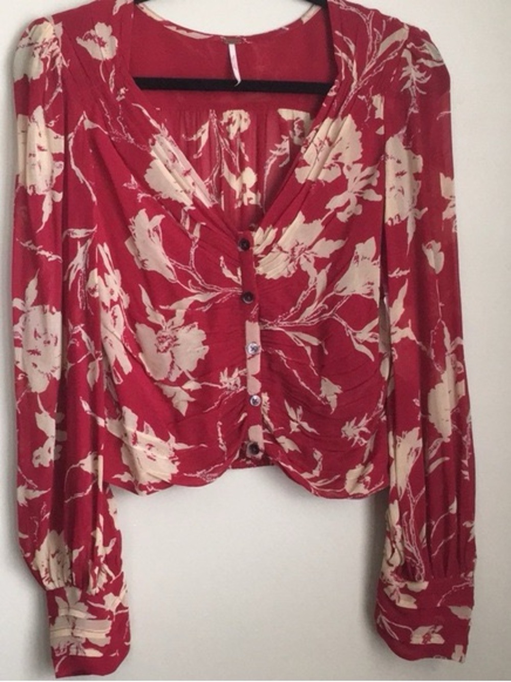 Free People Floral Button-Front Blouse